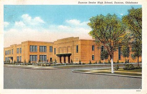 Duncan Oklahoma Senior High School Street View Antique Postcard K91976 ...