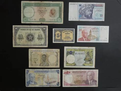 9no African Banknote Collection~morocco Tunisia Madagascar Egypt Etc Circa F £49 09