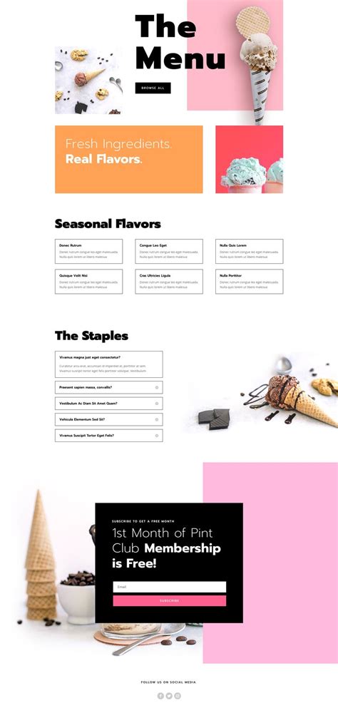 Ice Cream Shop Menu Page Divi Layout By Elegant Themes