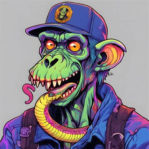 Monstruo Zombie Con Una Gorra Con Una Serpiente Ilustraci N Vectorial