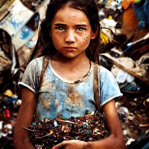 Premium Ai Image 3d Illustration Of Little Girl In Garbage Waste