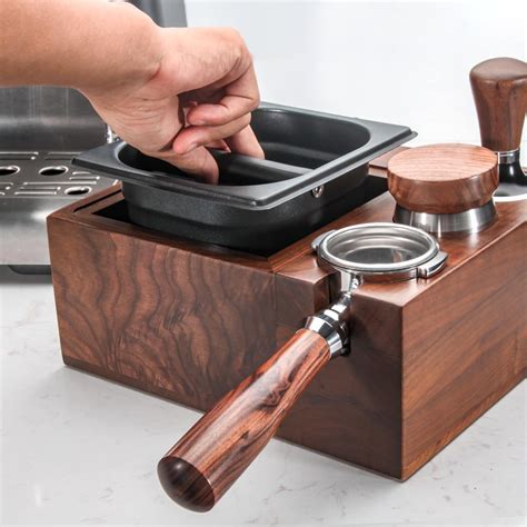 Coffee Espresso Walnut Tamper Tamping Station With Knock Box Etsy