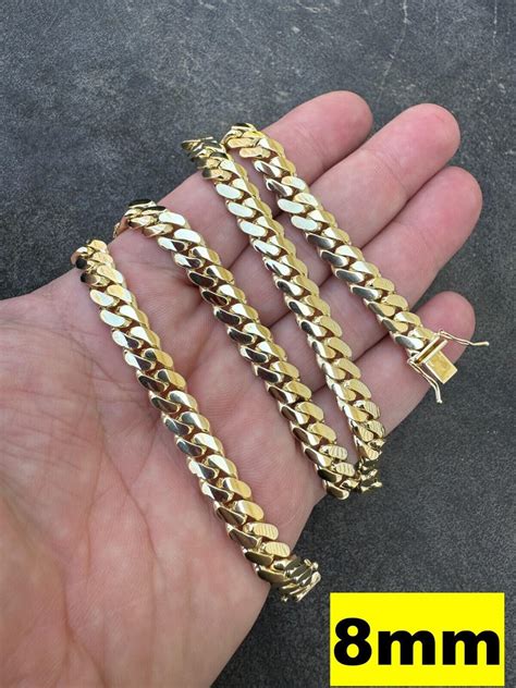 Handmade Tight Link Solid 10k Gold Miami Cuban Link Chain Or Bracelet Necklace