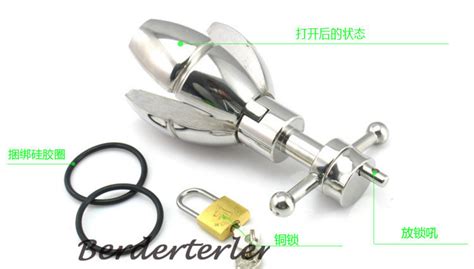 Anal Open Dilator Buttplug Stainless Steel Anal Plug With Chastity Lock