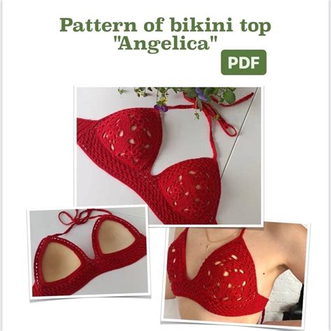 Pdf File For Crochet Pattern Angelica Crochet Bikini Red Top Sizes Xs S M L Xl Etsy