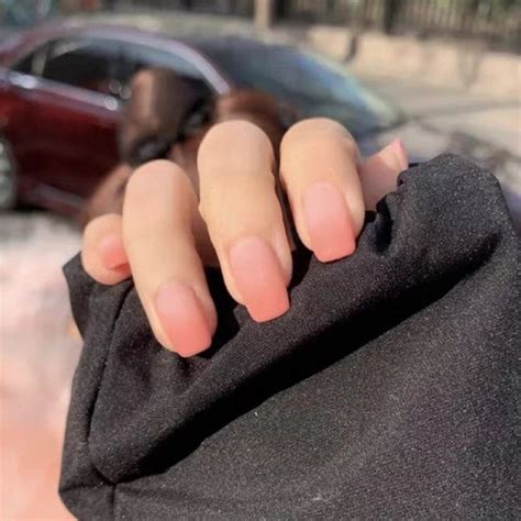 Ombre Matte Peach French Tip Short Press On Nails Glue On Nude Natu