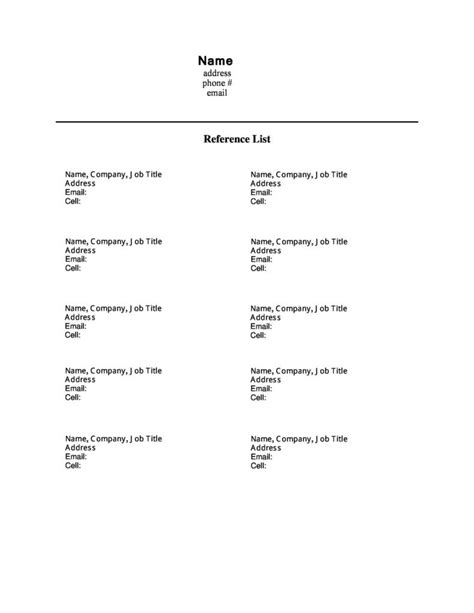 40 Professional Reference Page Sheet Templates Templatelab