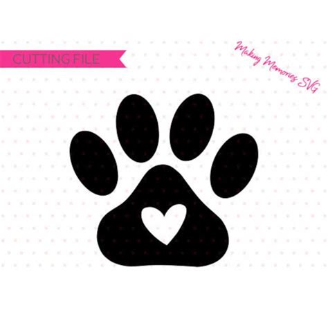 Paw Print Svg Paw Print With Heart Svg Pawprints Svg Dog Inspire