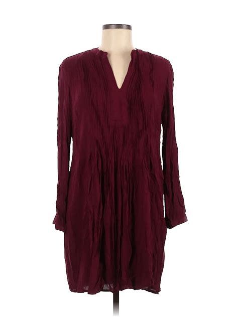 Old Navy 100 Rayon Solid Maroon Burgundy Casual Dress Size M 50 Off