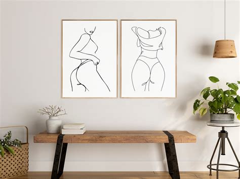 Woman Line Art Print Female Figure Line Art Set Naked Woman Wall Art Print Set Abstract Woman