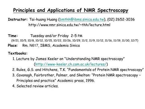 PPT - Principles and Applications of NMR Spectroscopy PowerPoint ...