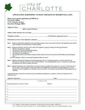 Fillable Online Charlottemi Chicken Permit Application Fillable