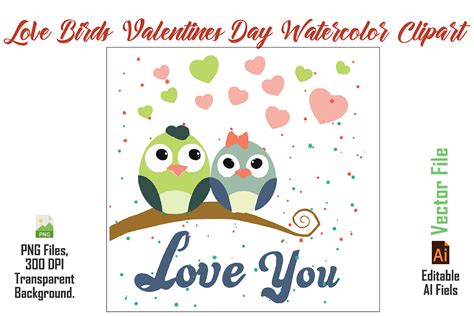 Vector Valentines Day Love Birds Graphic By Cristycomm · Creative Fabrica