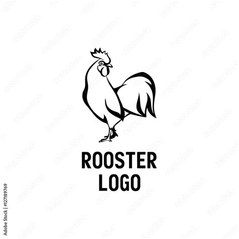 Black Rooster logo. Cock linear style illustration. Stock Vector ...