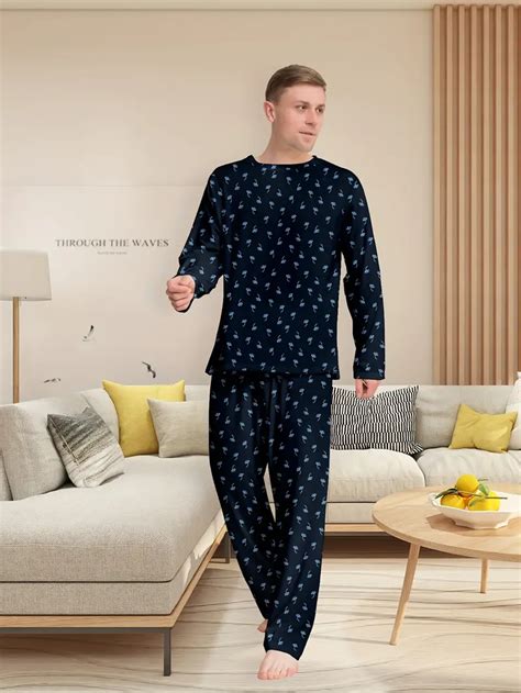 Men Style Casual Pajamas Sets Flower Graphic Print Temu Canada