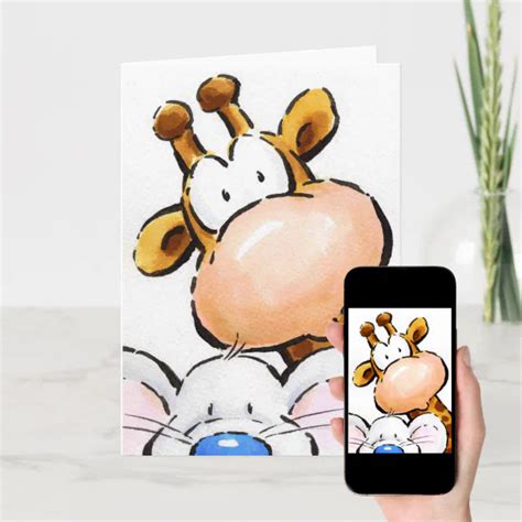 Comical animals saying HELLO! Card | Zazzle