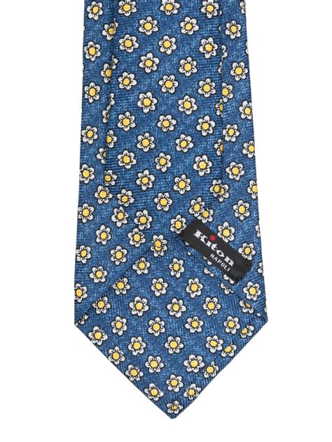 Kiton Corbata De Seda Con Estampado Floral Azul FARFETCH MX