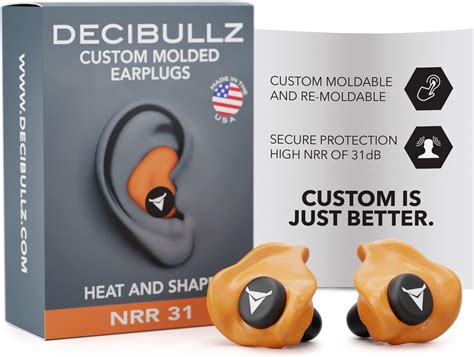 Decibullz Custom Molded Earplugs 31db Highest Nrr Comfortable Hearing Protection