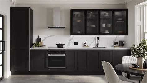 Chilcomb Black Handleless Kitchen Fitted Kitchens Howdens