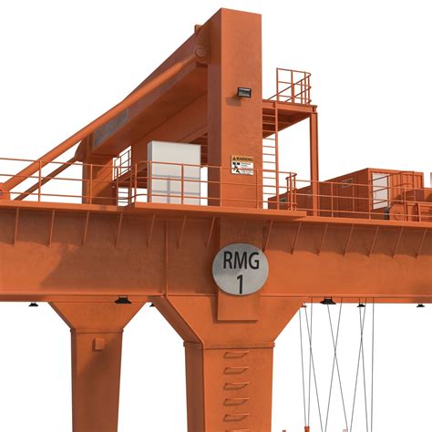 Grue De Conteneur De Portique Mont E Sur Rail Orange Et Conteneur De