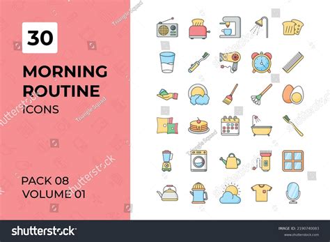 Morning Routine Icons Collection Set Contains Stock Vector (Royalty ...