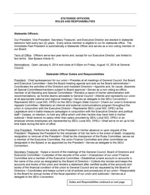 Fillable Online Seiu503 2014 Statewide Officer Nomination Form SEIU