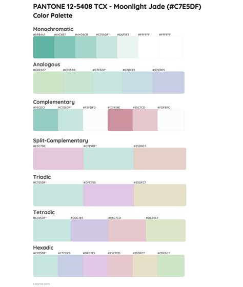 Pantone 12 5408 Tcx Moonlight Jade Color Palettes