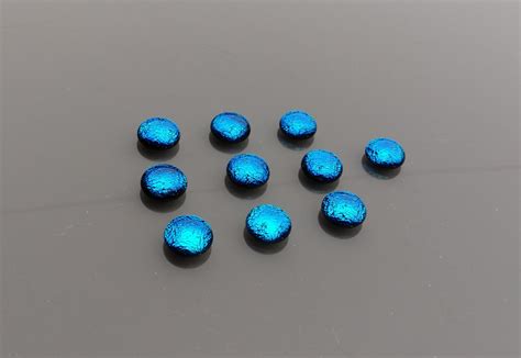 Set Of 10 X Approx 12mm Dichroic Glass Cabochons Blue Etsy