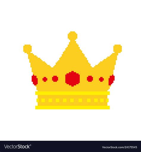 Pixel Art Golden Crown With Jewels Royalty Free Vector Image