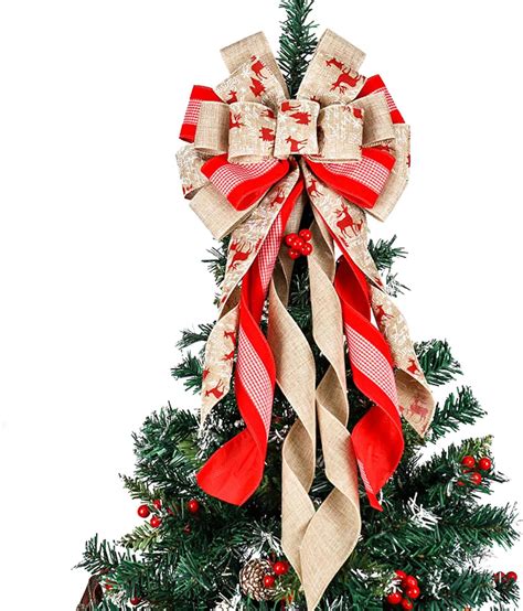 Yankmoom Christmas Tree Topper Bow Large Christmas Tree Bow Wreath Bow