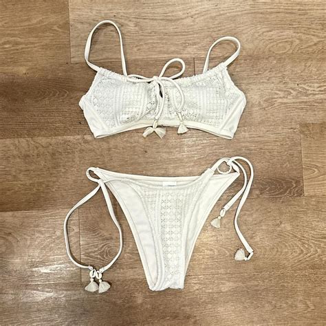 Target Wild Fable Crochet Cream Bikini Set Bikini Depop