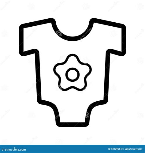 Baby Bodysuit Vector Icon Black And White Baby Clothes For Girl