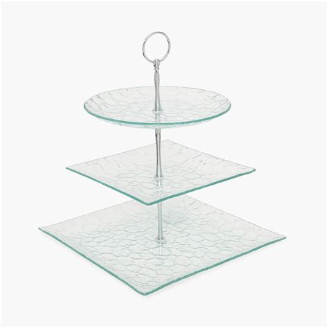 Vienna 3 Tier Glass Serving Tray Transparent Glass