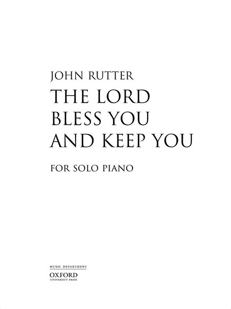 The Lord Bless You And Keep You By John Rutter Download Piano Sheet Music