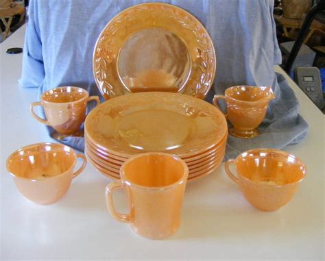 Fire King Peach Lustre Dinnerware Mixed Lot Plates