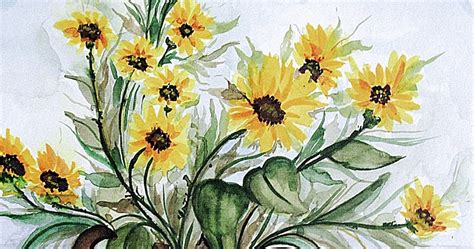 kalalayaas art stuido bunch  sunflowers watercolor art
