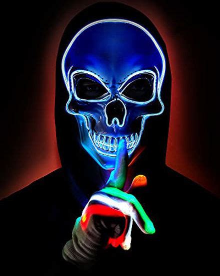 GetUSCart- Halloween Mask LED Skeleton Mask Purge Hacker Mask Scary Glow in The Dark Mask for ...