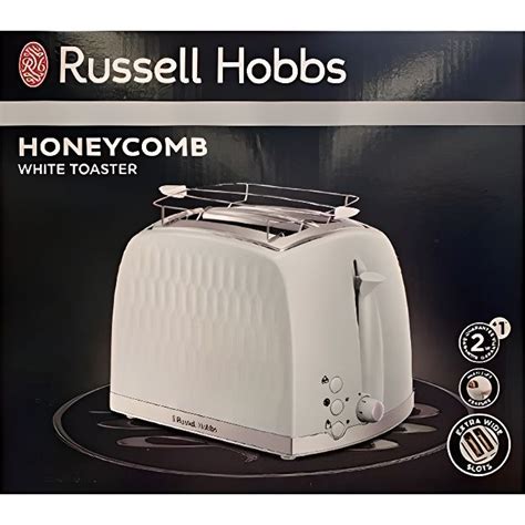 Grille Pain Russell Hobbs Honeycomb Blanc Fentes Extra Larges Et