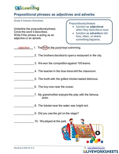 Prepositional Phrases As Adjectives And Adverbs Online Exercise Worksheets Library