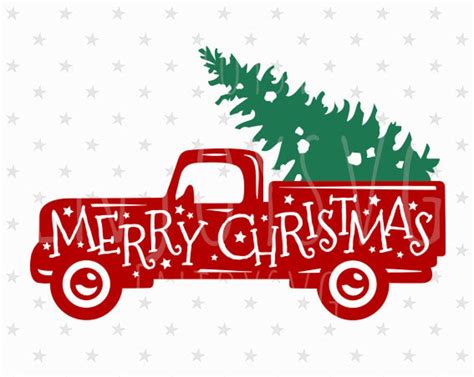 Frohe Weihnachten Rot Lkw Svg Weihnachten Lkw Svg Vintage Lkw Etsy