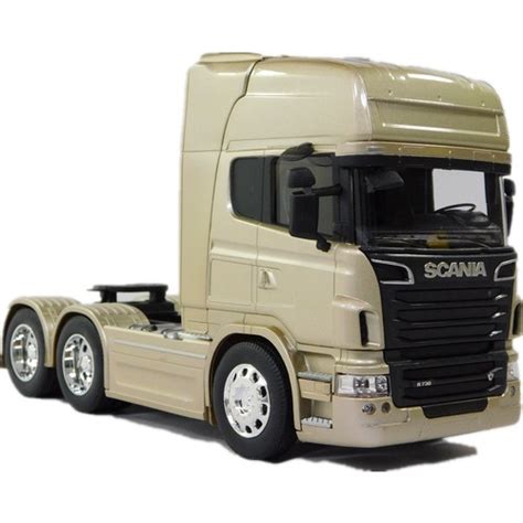 Miniatura Caminhão Cavalo Scania V8 R730 Champagne 6x4 1 32 Welly Novo