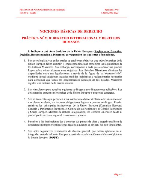 Pr Ctica N Fuentes Del Derecho Pr Cticas De Nociones B Sicas De