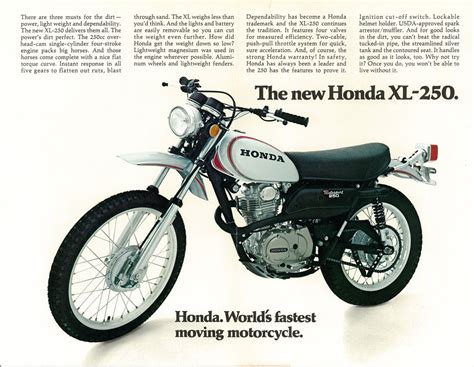 Honda Brochure Xl250 1972 And 1973 Sales Catalog Repro Ebay