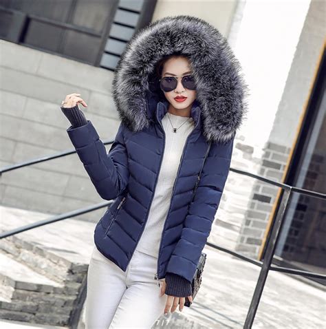 Женская куртка меховой воротник с капюшоном осень-весна Синий M от ...