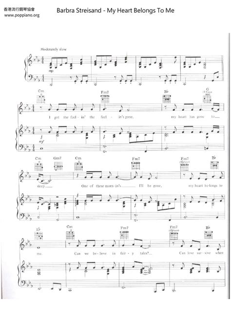 Barbra Streisand My Heart Belongs To Me Sheet Music Pdf Free Score