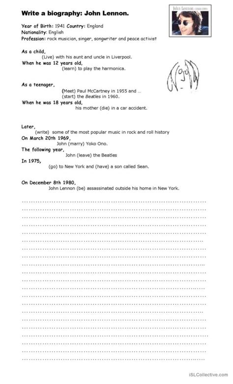 Writing a Biography Français FLE fiches pedagogiques pdf doc