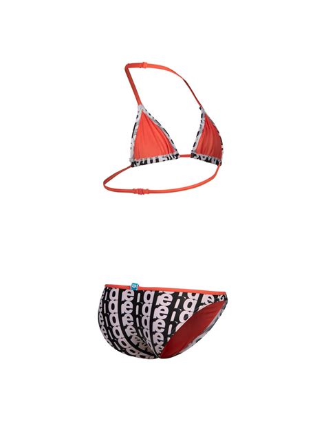 Monogram Bikini A Triangolo Bambina Arena Taglia 12 Colore White Multi Calypso Coral