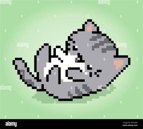 8 Bit Pixel Cat Are Playing Animals For Game Assets In Vector