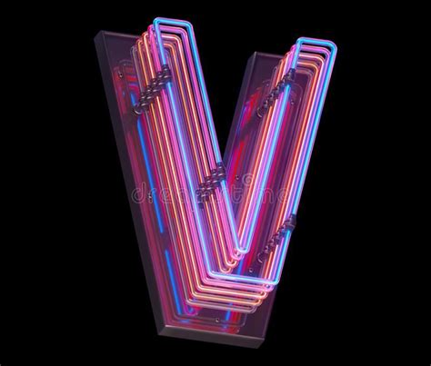 3d Lines Colorful Neon Font Letter V 3d Lines Colorful Neon Font