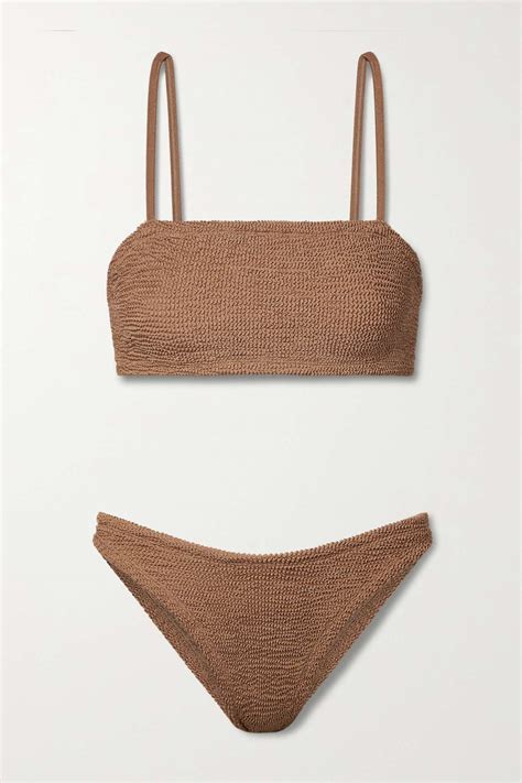 Brown Net Sustain Gigi Seersucker Bikini Hunza G Net A Porter